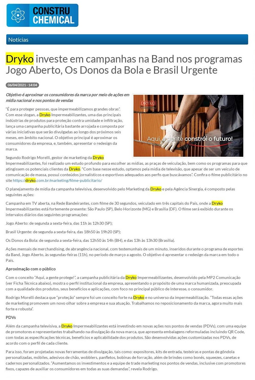 Dryko investe em campanhas na Band nos programas Jogo Aberto, Os Donos da Bola e Brasil Urgente